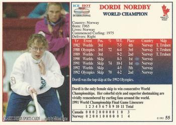 1993 Ice Hot International #55 Dordi Nordby Back